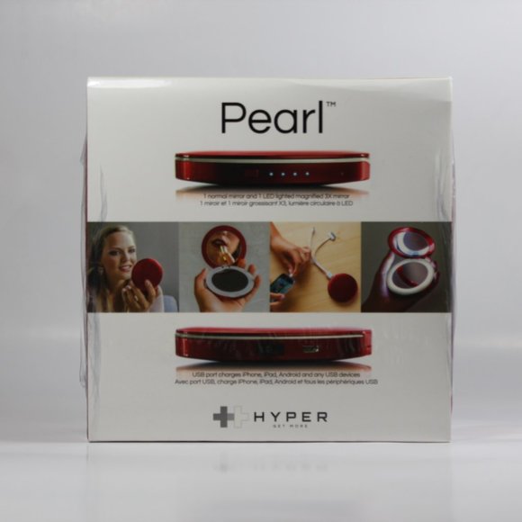 NEW Hyper Pearl Compact Mirror USB Battery, Red - Picture 2 of 4